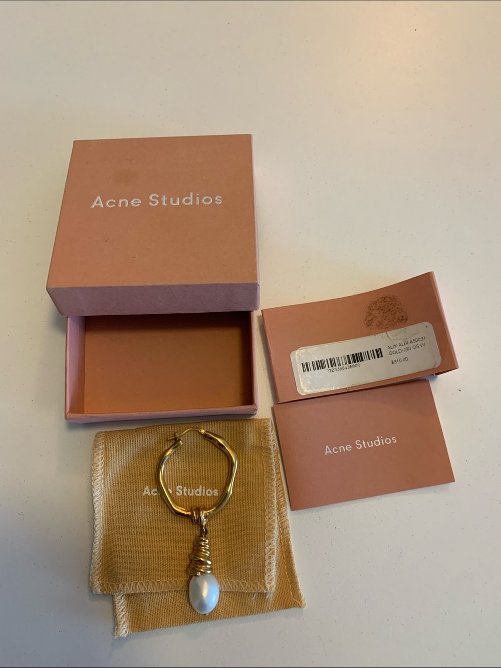 Acne Gold Hoop Keyring with Pearl Drop